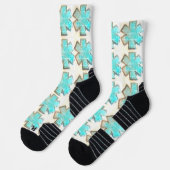 Weiß und Aqua Not "Star of Life" Ems Socken (Links)