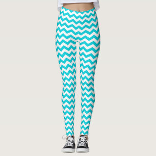 Weiß und Aqua-Zickzack-Muster Leggings