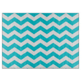 Weiß und Aqua-Zickzack-Muster Schneidebrett (Vorderseite)