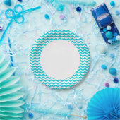 Weiß und Aqua Zig Zag Muster Pappteller (Party)