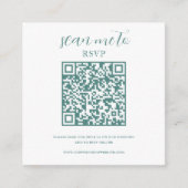 Weiß und Aquamarin | RSVP QR Code für Hochzeiten Begleitkarte (Vorderseite)