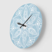 Weiß-und Baby-Blau-Blumenspitze-Kreis Große Wanduhr (Winkel)