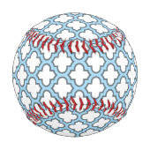 Weiß und Baby Blue Trellis, Gitter, Quatrefolie Baseball (Vorderseite)