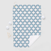 Weiß und Baby Blue Trellis, Gitter, Quatrefolie Golfhandtuch (Insitu)