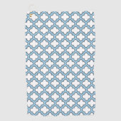 Weiß und Baby Blue Trellis, Gitter, Quatrefolie Golfhandtuch (Vorderseite)