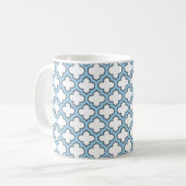 Weiß und Baby Blue Trellis, Gitter, Quatrefolie Kaffeetasse (Vorderseite Links)