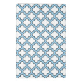 Weiß und Baby Blue Trellis, Gitter, Quatrefolie Mini Klemmbrett (Rückseite)