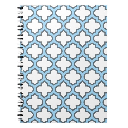 Weiß und Baby Blue Trellis, Gitter, Quatrefolie Notizblock (Vorderseite)