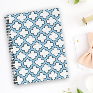 Weiß und Baby Blue Trellis, Gitter, Quatrefolie Notizblock