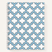 Weiß und Baby Blue Trellis, Gitter, Quatrefolie Notizblock (Vorderseite)