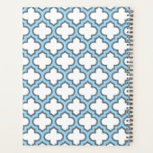 Weiß und Baby Blue Trellis, Gitter, Quatrefolie Planer (Rückseite)