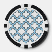 Weiß und Baby Blue Trellis, Gitter, Quatrefolie Pokerchips (Vorderseite)