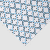 Weiß und Baby Blue Trellis, Gitter, Quatrefolie Seidenpapier (Ausschnitt)