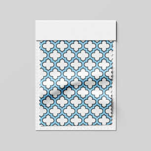 Weiß und Baby Blue Trellis, Gitter, Quatrefolie Stoff