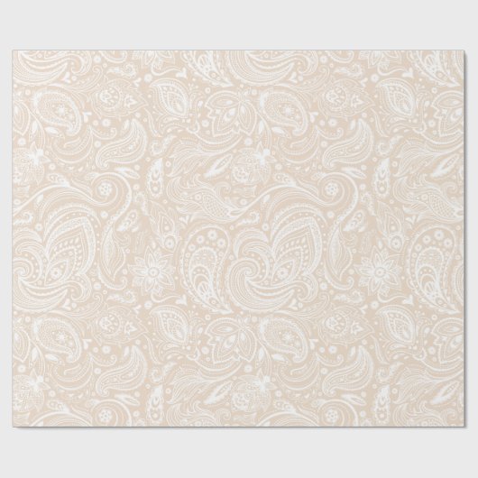 Weiß und beige Blumenmuster Geschenkpapier (Flach)