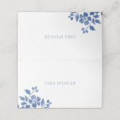 Weiß und Blau | Blumenhochzeit Platzkarte (Außenseite Aufgefaltet)