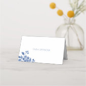 Weiß und Blau | Blumenhochzeit Platzkarte (Rückseite)