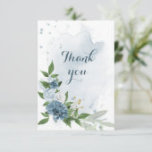 Weiß und Blau der Blume Dankeskarte (Stehend Vorderseite)