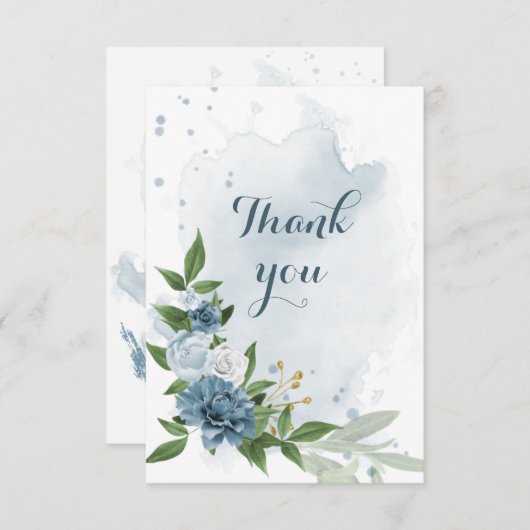 Weiß und Blau der Blume Dankeskarte (Vorne/Hinten)