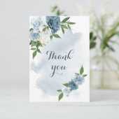 Weiß und Blau der Blume Dankeskarte (Stehend Vorderseite)