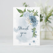 Weiß und Blau der Blume Dankeskarte (Stehend Vorderseite)