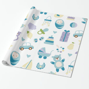 Weiß und blau Duschgeschenk für Kleinkinder Geschenkpapier