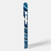 Weiß und blau fließende Linien mit Textur Case-Mate iPhone Hülle (Rückseite / Links)