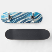 Weiß und blau fließende Linien mit Textur Skateboard (Horizontal)