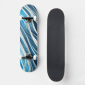 Weiß und blau fließende Linien mit Textur Skateboard (Vorderseite)