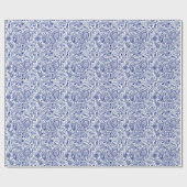 Weiß und blau florales Paisley Muster Geschenkpapier (Flach)