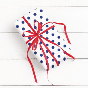 Weiß und Blau Gepunktet Geschenkpapier