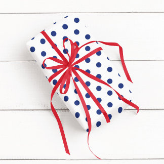 Weiß und Blau Gepunktet Geschenkpapier