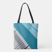 Weiß und blau gestreifte Textilien Tasche (Rückseite)