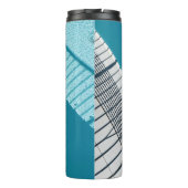 Weiß und blau gestreifte Textilien Thermosbecher (Rückseite)