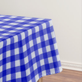 Weiß und Blau Gingham Muster | Baumwolle geprüft Tischdecke