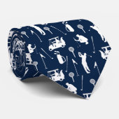 Weiß und Blau Golf Symbole Muster Krawatte (Gerollt)