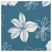 Weiß und blau grafisches Blumenmuster Stoff (Nahaufnahme)