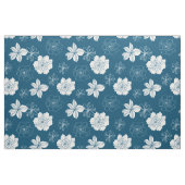 Weiß und blau grafisches Blumenmuster Stoff (Fat Quarter (45,7 x 55,9 cm))