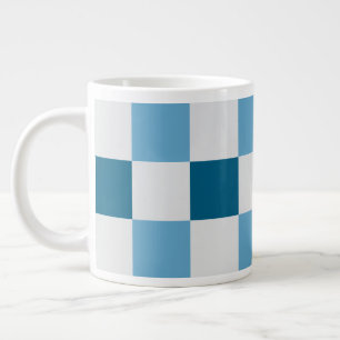 Weiß und blau-karton Muster Square Sticke Jumbo-Tasse