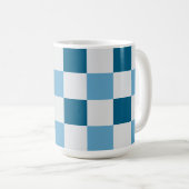 Weiß und blau-karton Muster Square Sticke Kaffeetasse (VorderseiteRechts)