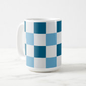 Weiß und blau-karton Muster Square Sticke Kaffeetasse (Vorderseite Links)