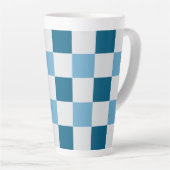 Weiß und blau-karton Muster Square Sticke Milchtasse (Rechte Ecke)