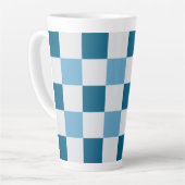 Weiß und blau-karton Muster Square Sticke Milchtasse (Linke Ecke)