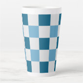 Weiß und blau-karton Muster Square Sticke Milchtasse (Vorderseite)