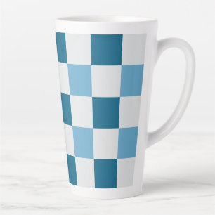 Weiß und blau-karton Muster Square Sticke Milchtasse