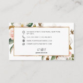 Weiß und blau Magnolia Glitzer-Rahmen Visitenkarte (Rückseite)