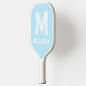 Weiß und Blau Minimalistisch Moderne Monogramme Pickleball Schläger (Links)