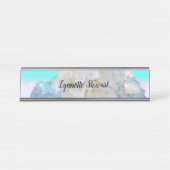 Weiß und Blau Schreibtischnamensplakette (Vorderseite )