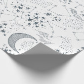 Weiß und Blau-Sternenmoon-Muster Geschenkpapier (Ecke)