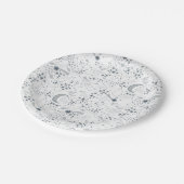 Weiß und Blau-Sternenmoon-Muster Pappteller (Schrägansicht)